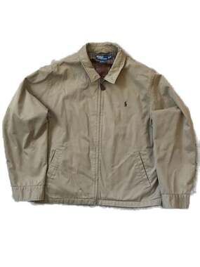 Vintage Polo Ralph Lauren Plaid-Lined Harrington Jacket Khaki XXL